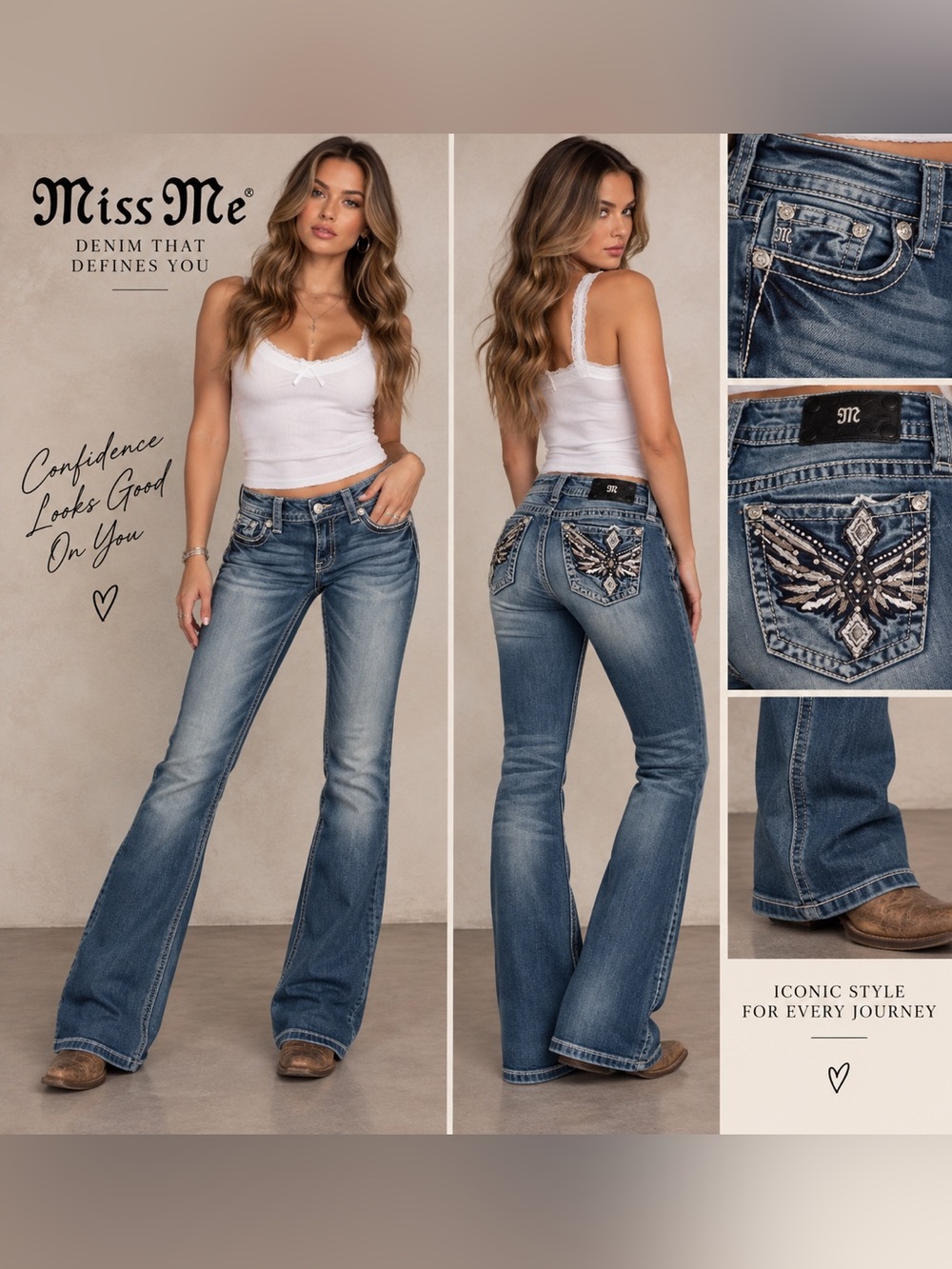 Miss Me Embellished Wing Pockets Bootcut Jeans | Size: 31